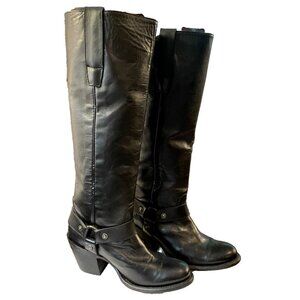 Muro Womens Motorcycle Equestrian Boots High Top 5.5 Black Leather Stacked Heel